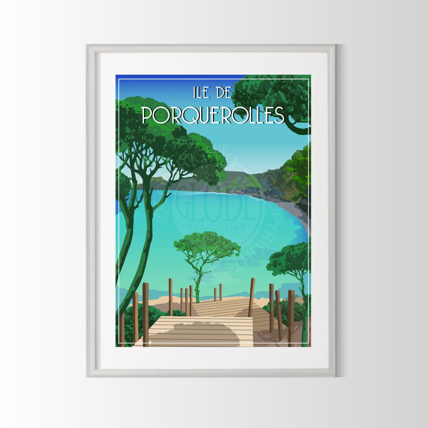 Affiche Ile de Porquerolles, Poster Souvenir Cadeau Affiche Région France