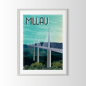 Millau viaduct poster, Millau poster, Millau viaduct poster, French city poster, Millau poster