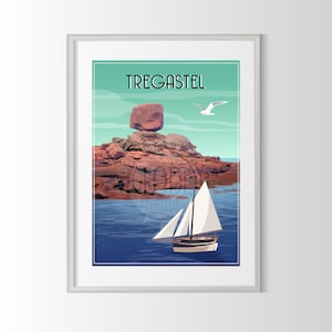 Cartaz de Tregastel, cartaz da Bretanha, cartaz da Bretanha, cartaz de Tregastel, cartaz da cidade francesa