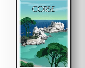 Corsica poster, Corsica poster, Corsica souvenir, Corsica gift, France region poster