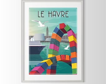 Le Havre poster, Le Havre poster, Le Havre souvenir, Le Havre gift, France region poster, Normandy poster