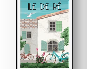 Ile de Ré poster, Ile de Ré souvenir, Ile de Ré gift, France region poster