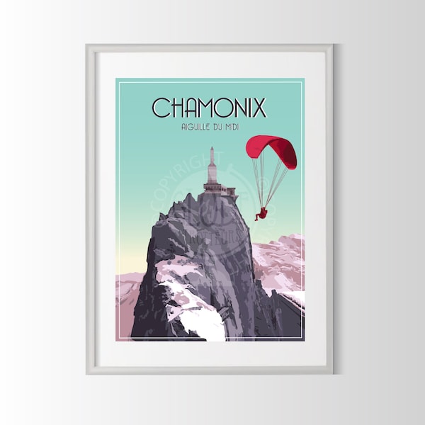 Chamonix-Plakat, Chamonix-Plakat, französisches Stadtplakat, Frankreich-Reiseplakat