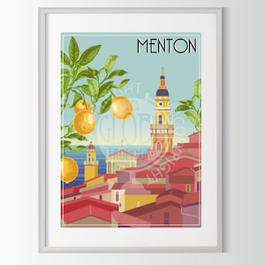 Manifesto di Mentone, manifesto della città di Francia, manifesto di Mentone, manifesto della città di Francia, manifesto della Costa Azzurra, manifesto di viaggio