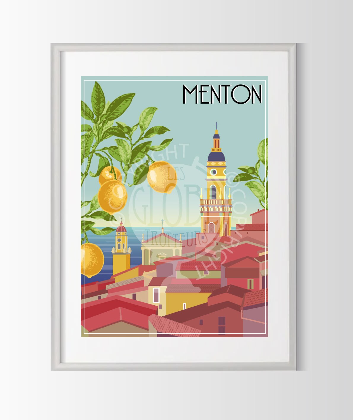 Affiche Menton, Poster Ville de France, Affiche Côte d'azur, Travelposter