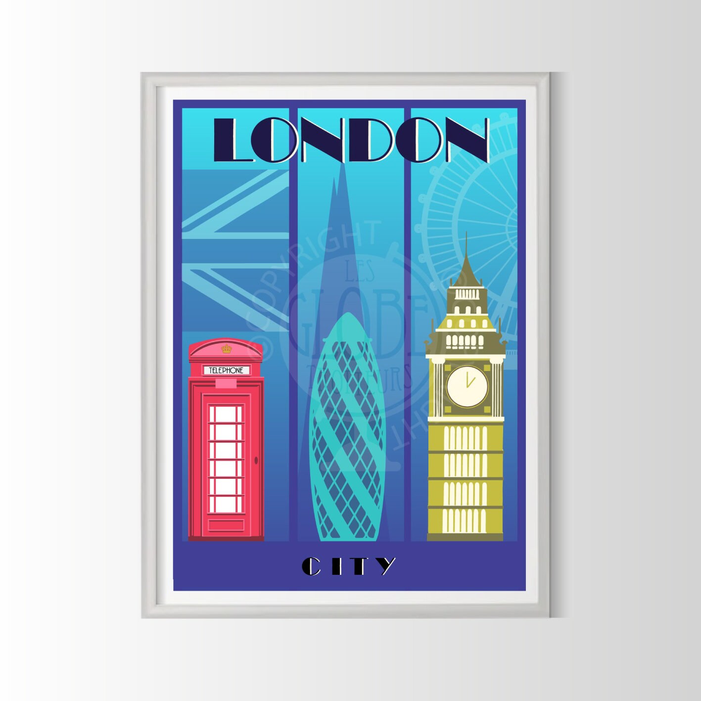 Affiche London, Poster Souvenir Cadeau Affiche Ville Du Monde, Londres, Londres