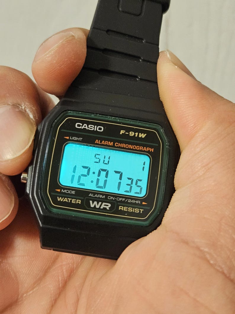 Prebuilt Modified Casio F-91W with Backlight Spreader and LED Replacement, Engraved Caseback image 14