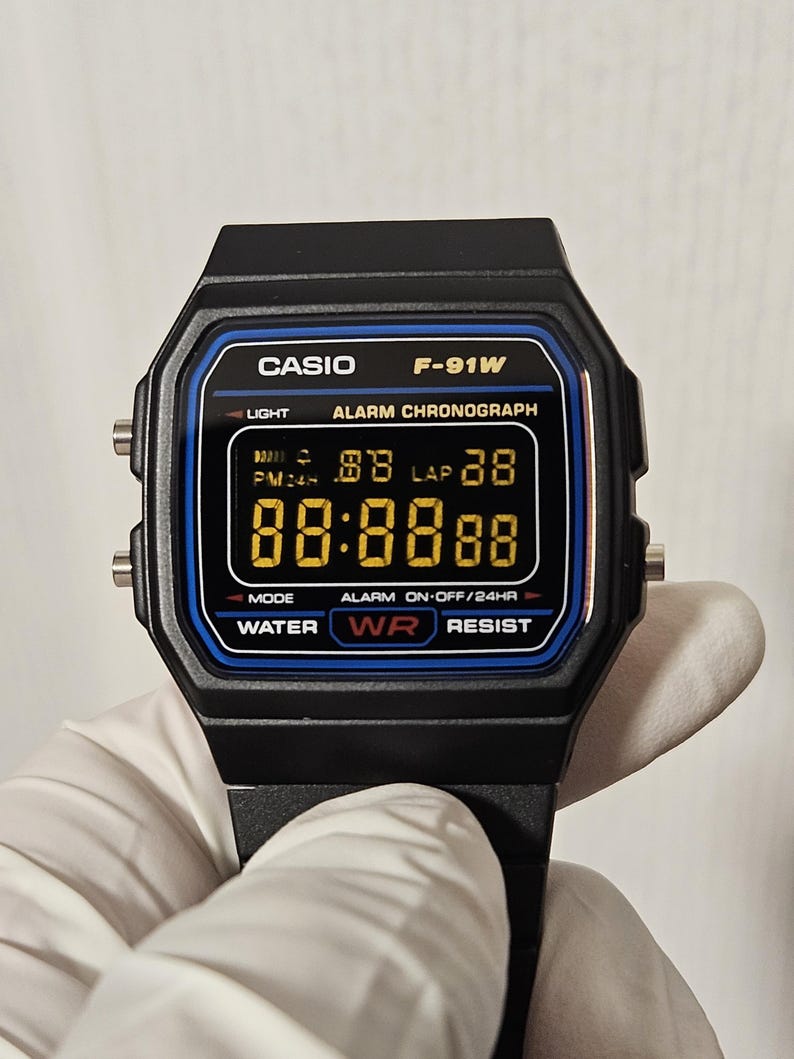 Prebuilt Modified Casio F-91W with Backlight Spreader and LED Replacement, Engraved Caseback image 10