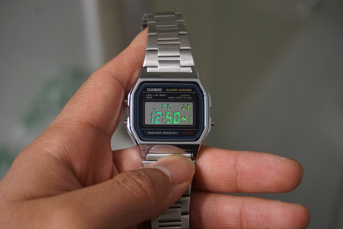 Casio A158W Modified With Rainbow Digits on Mirrored Lcd - Etsy