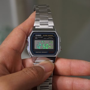 Casio A158W modified with rainbow digits on mirrored lcd v2.0