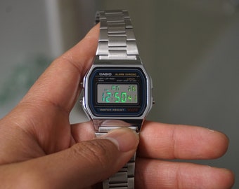 Casio A158W modified with rainbow digits on mirrored lcd (v2.0)