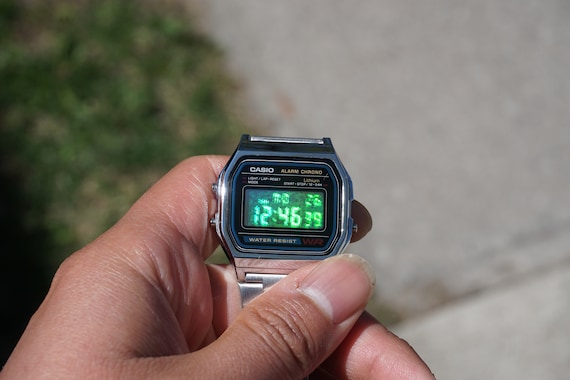 Casio A158W Modified With Rainbow Digits on Mirrored Lcd | Etsy