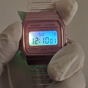 Prebuilt Modified Casio F-91W with Backlight Spreader and LED Replacement, Engraved Caseback image 9