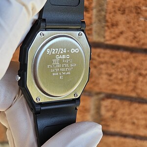 Prebuilt Modified Casio F-91W with Backlight Spreader and LED Replacement, Engraved Caseback image 20