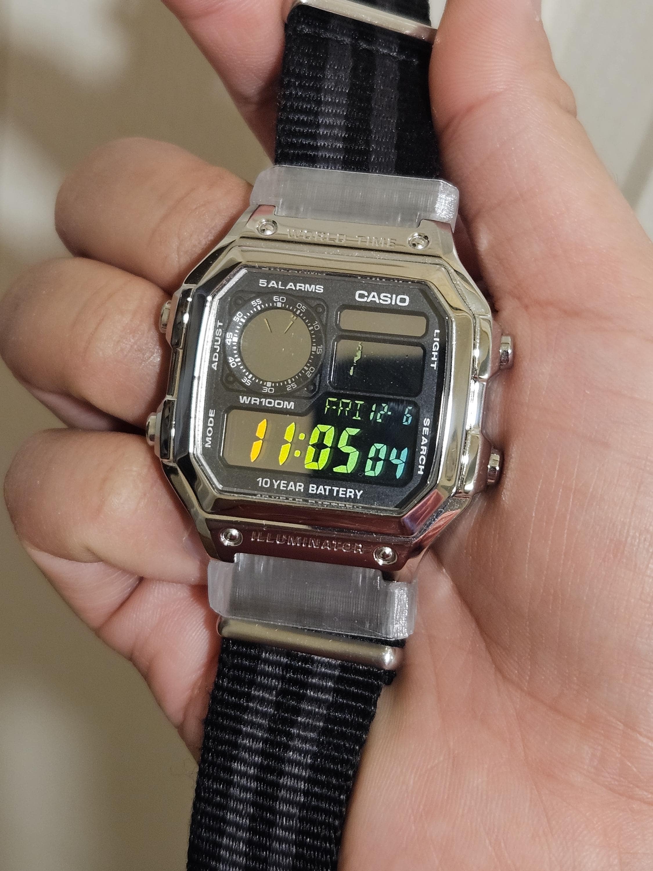 Casio A158W Modified With Rainbow Digits on Mirrored Lcd (v2.0) - Etsy