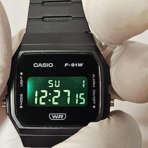 Prebuilt Modified Casio F-91W with Backlight Spreader and LED Replacement, Engraved Caseback image 15