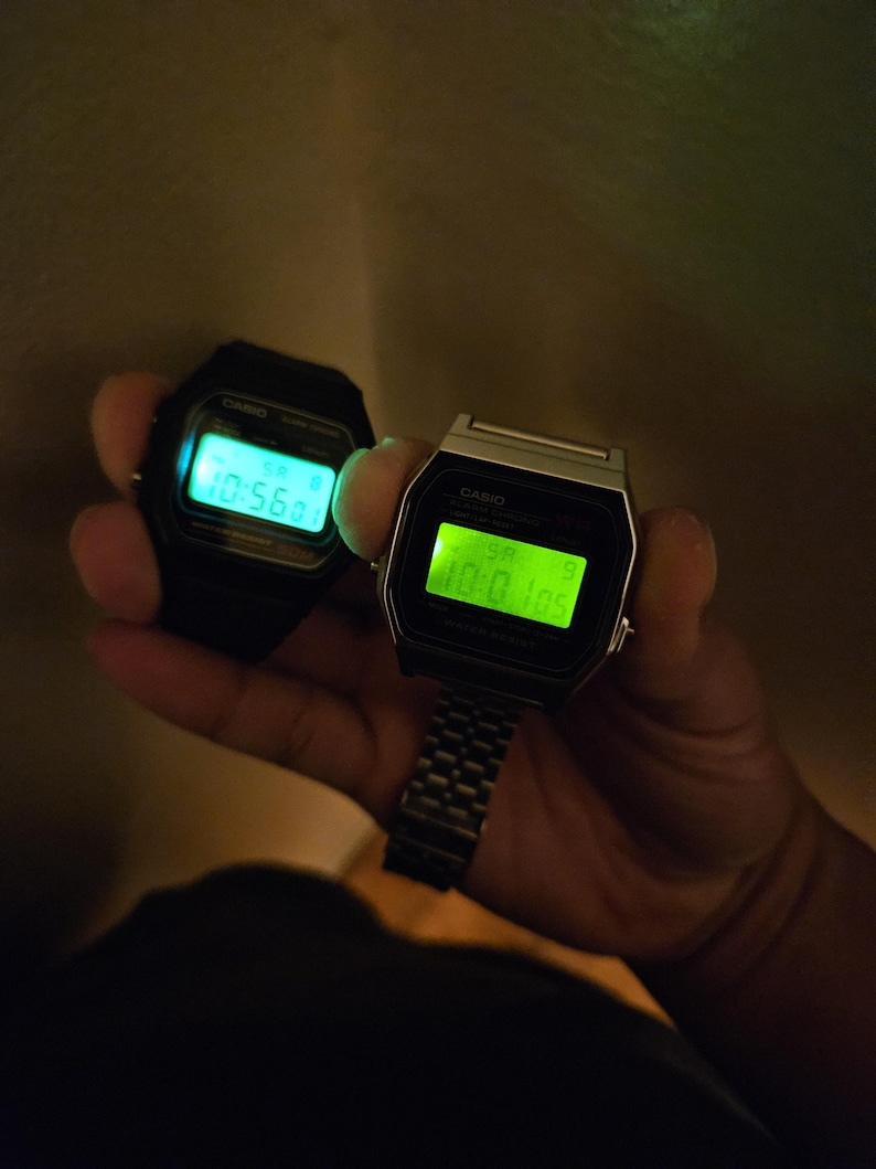 Prebuilt Modified Casio F-91W with Backlight Spreader and LED Replacement, Engraved Caseback image 7