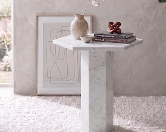 Carrara witte zeshoekige salontafel , salontafel natuurlijk marmer , zeshoekige stenen bijzettafel , marmeren bijzettafel , plint , bijzettafel