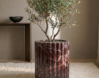 Rosso Levanto marmeren plantenbak , marmeren plantenbak , chique plantenbak , grote plantenbak , grote binnenpot