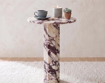 Calacatta-altviool bijzettafel , salontafel natuurlijk marmer , ronde stenen bijzettafel , Calacatta-altviool , marmeren bijzettafel , tafel