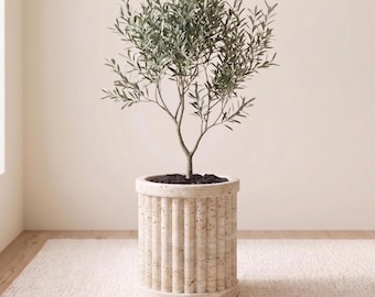 Travertijn plantenbak , marmeren plantenbak , stenen plantenbak , plantenbak , bonsaipot , buitenplanter , grote tuinpot , hobbylobby