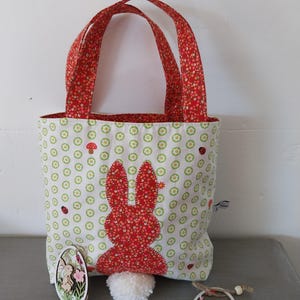 Customizable Easter bag, Easter, cotton bag, egg hunt bag, rabbit basket, Easter basket, Easter bunny bag, children&#39;s tote bag
