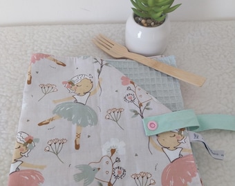 Tovagliolo per bambini, tovagliolo per pranzo personalizzabile, cotone a nido d'ape, tovagliolo, pranzo scolastico