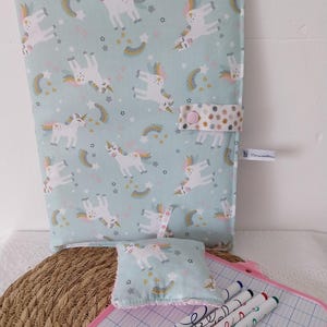 Pochette ardoise effaçable avec éponge, pochette ardoise scolaire, ardoise école, malette ardoise, personnalisable, rentrée scolaire