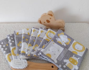 8 Lingettes bébé réutilisables, lingettes coton douceur, lingettes change bébé, change bébé, lingettes bébé lavables, débarbouillettes bébé