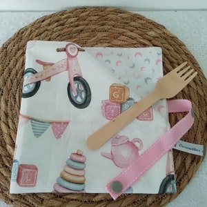 Serviette de table ou de cantine personnalisable, serviette de table enfant, serviette de cantine, repas, école, primaire