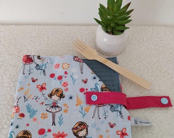 Tovagliolo per bambini, tovagliolo per pranzo personalizzabile, cotone a nido d'ape, tovagliolo, pranzo scolastico