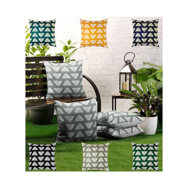 Lot de 4 housses de coussin de jardin imperméables motif Boho Arrow 45,7 x 45,7 cm carré de 45 cm