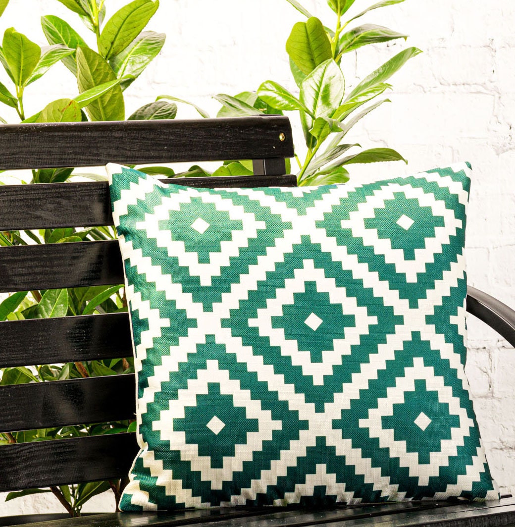 Waterproof Garden Cushion Covers Boho Geometric Design 18 Inch Etsy UK