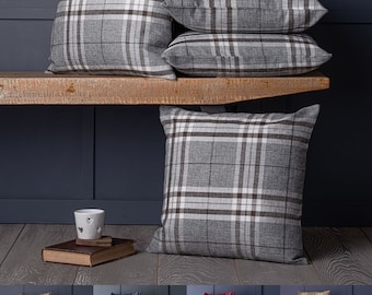 large grey check cushions