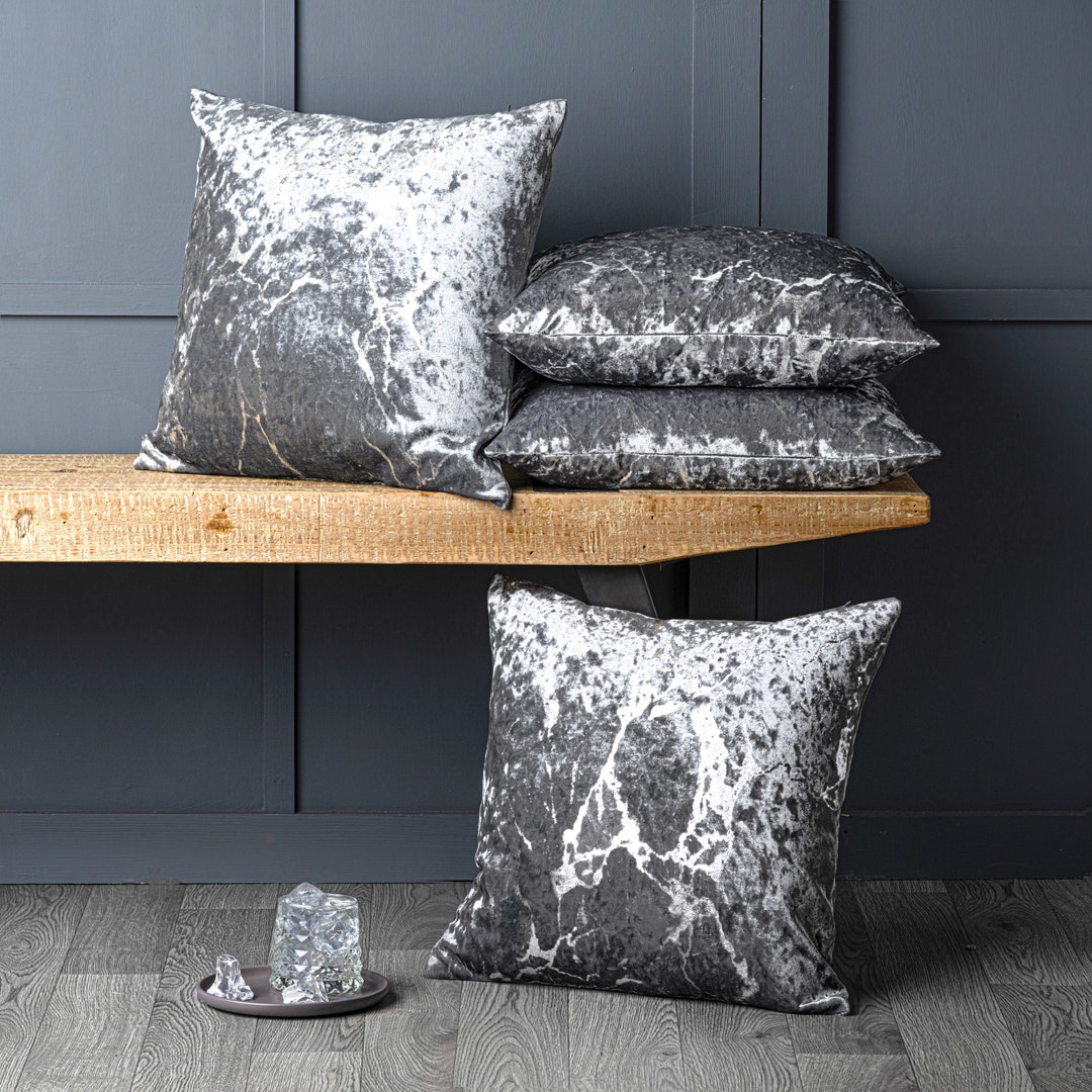 Set of 4 Metallic Geometric Marble Crushed Velvet Blush Pink or Silver Cushion Covers 18 Inch 45cm Square Etsy