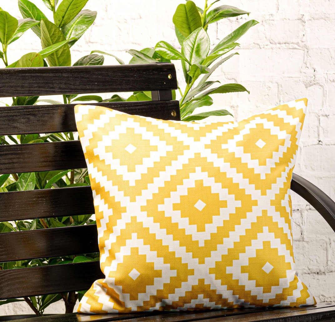 Waterproof Garden Cushion Covers Boho Geometric Design 18 Inch Etsy UK