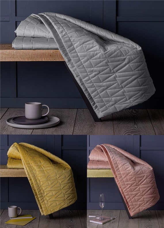 Geometric Scandinavian Design Quilted Mink Velvet Super Soft Bed Throw or Blanket 150 Cm X 200 Cm Etsy Canada