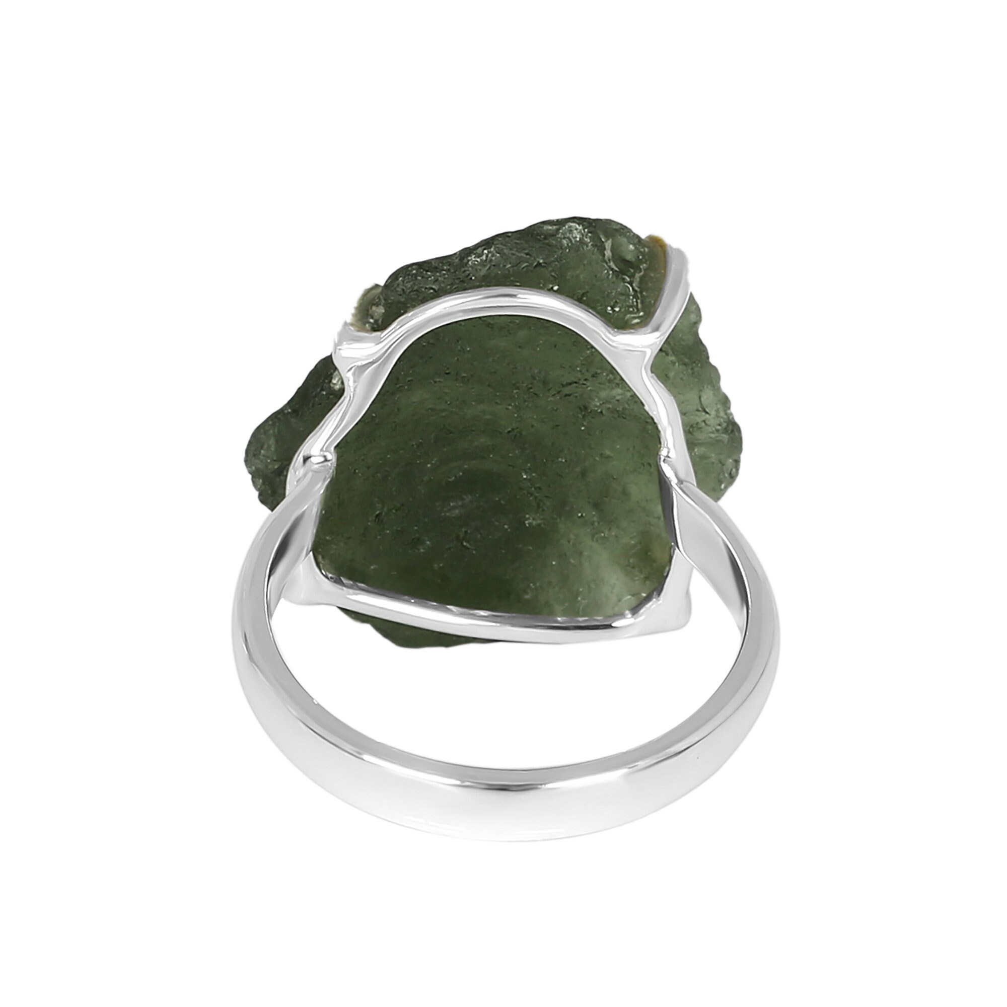 Raw Moldavite Ring 925 Sterling Silver Handmade Jewelry Green Etsy