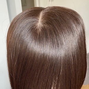 Dark Brown Silk Hair Topper Colour 2 / Silk Base Scalp Like Tooper/ 5.5X6•14 Inches European Straight Human Hair Topper For Thinning Hair