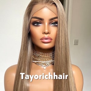 Dark Blonde Lace Front Wig: 24&quot; Straight Synthetic Hair
