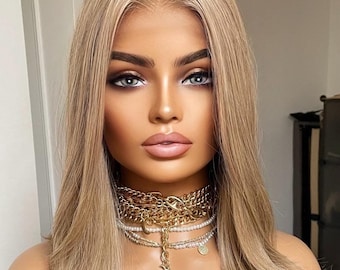 Ash Blonde Lace Front Wig- Heat Safe Synthetic Hair, Simple Chic Natural Look