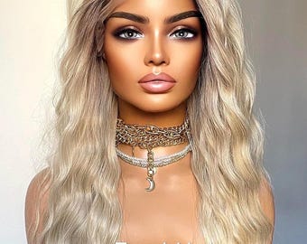 Blonde mix Beach waves Lacefront Wig last one available California Beach Waves by TressAllure | Synthetic Wig – Wigs.com main image 3