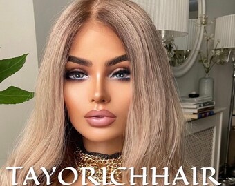 Glueless 5x5 HD Lace Blonde Human Hair Wig With Dark Roots/ Easy Wear Wig For Beginners/ 22 Inches Blonde Wig For Women Easy Wear Daily Wig