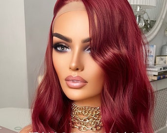 Blesswig/ Dark Burgundy Red Plum Silky Straight Lace Front Wig
