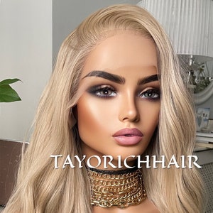 Natural Ash Blonde Lace Front Wig /Heat Friendly Luxury Synthetic Lace Front Wig/Realistic Pre Plucked Hairline