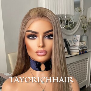 Mixed Dark Blonde Lace Wig With 13x4 Soft Lace LOng Straight Hair Wig With Free Part/ Preplucked Realistic Synthetic Wig