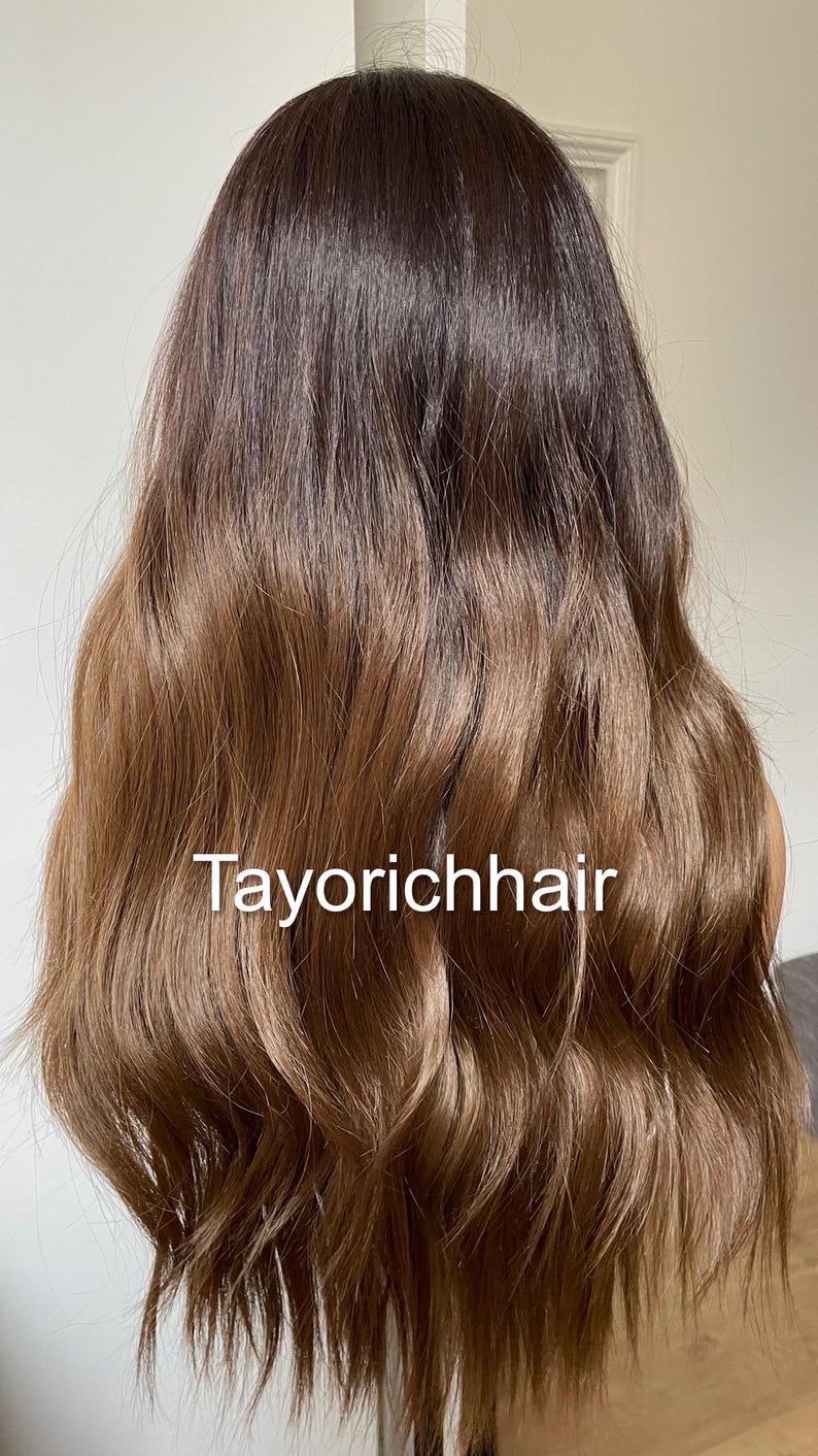 Dark Brown Wavy Synthetic Wig: 13x6 Lace Frontal, Black Roots, 18 Inch image 5