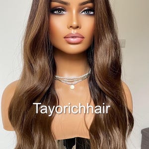 Dark Brown Wavy Synthetic Wig: 13x6 Lace Frontal, Black Roots, 18 Inch image 10