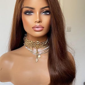 Brown Human Hair Wig: 5x5 HD Lace, Glueless, Wavy, 20 Inch