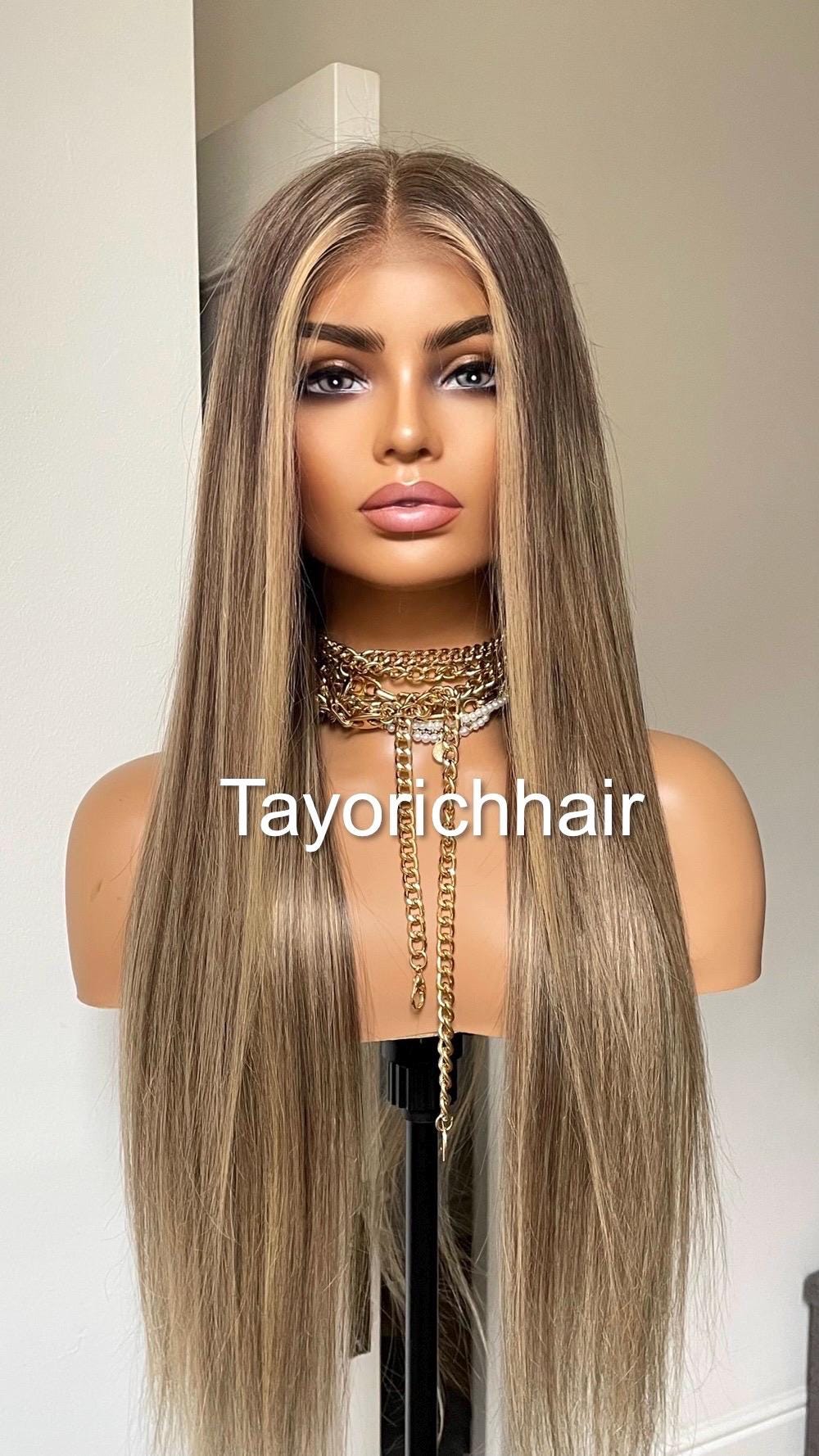Ash Blonde Human Hair Wig: Light Blonde Highlights, 13x6 HD Lace Frontal, 24 Inch